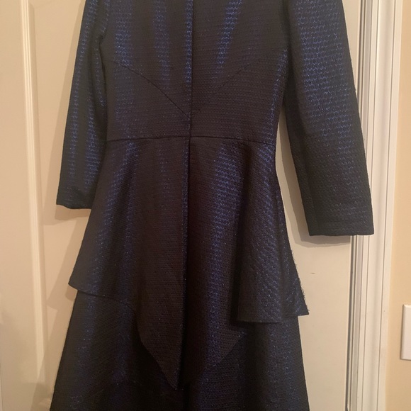 Polin blue bejeweled shimmery midi dress long sleeve size 38 - Picture 8 of 8